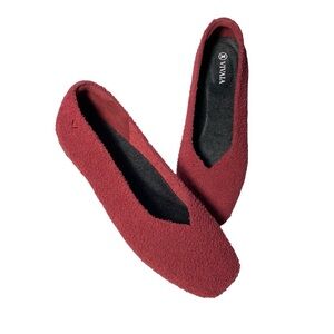 Vivaia Squared-Toe Terry Knit Flats (Margot 2.0) Size 39 in Bordeaux
